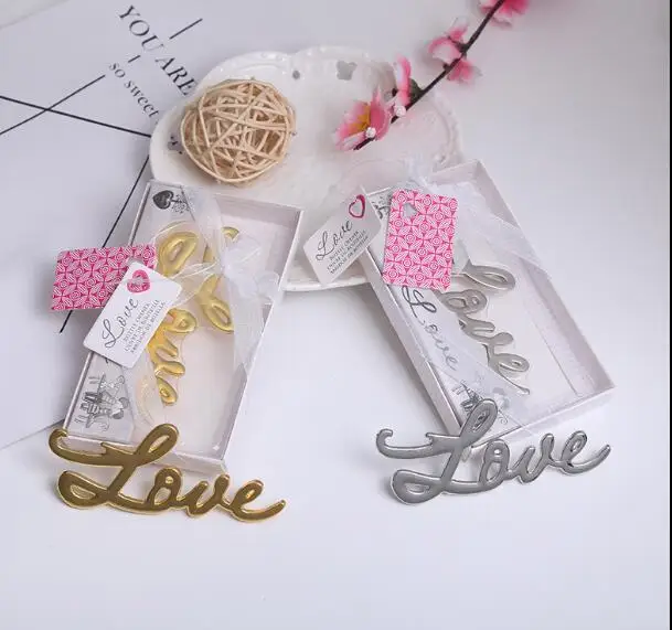 Bestellen 10 Teile/los Europäischen Hochzeit Geschenke Gold Silber Metall LIEBE Bier Flasche Opener Hochzeit Geschenk Flasche Opener