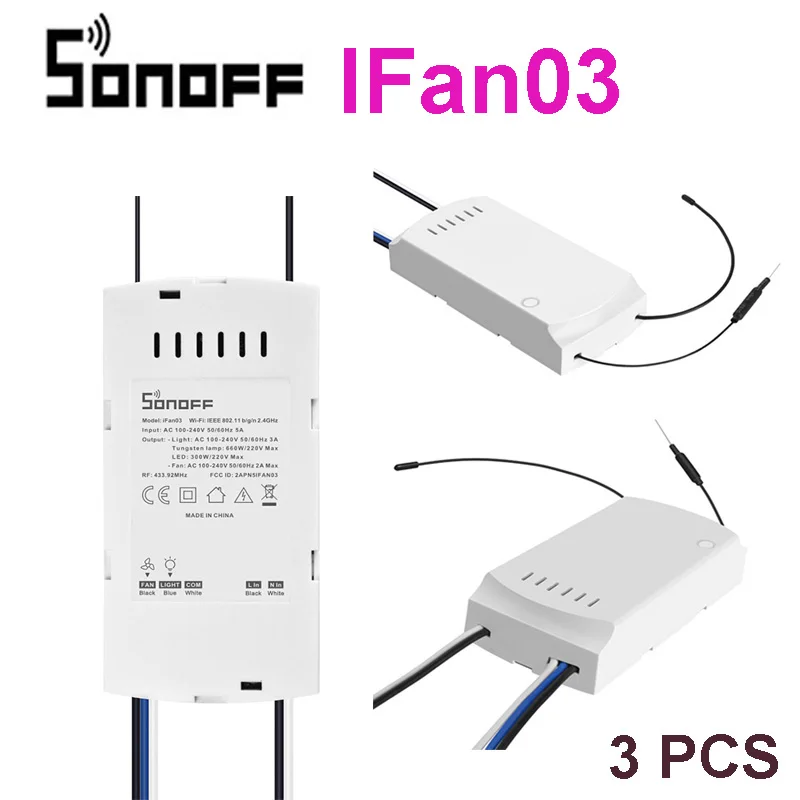 SONOFF iFan03 Wi-Fi потолочный вентилятор и светильник управление Лер поддержка 433 МГц RF пульт дистанционного управления голосовой пульт дистанционного управления с помощью приложения ewelink