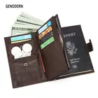 Модная новая Обложка для паспорта GENODERN для мужчин, большой функциональный мужской кошелек с держателем для паспорта, кошелек для монет, мужские кошельки-органайзеры