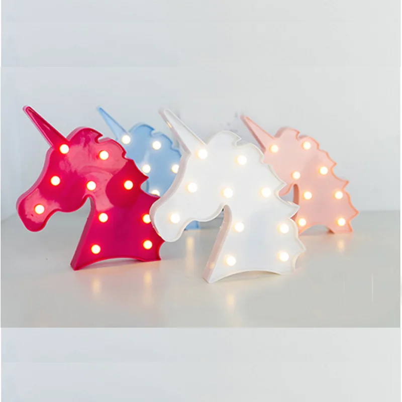 Светодиодный лампа ночник Фламинго Единорог огни ананас лампы Кактус Украшения