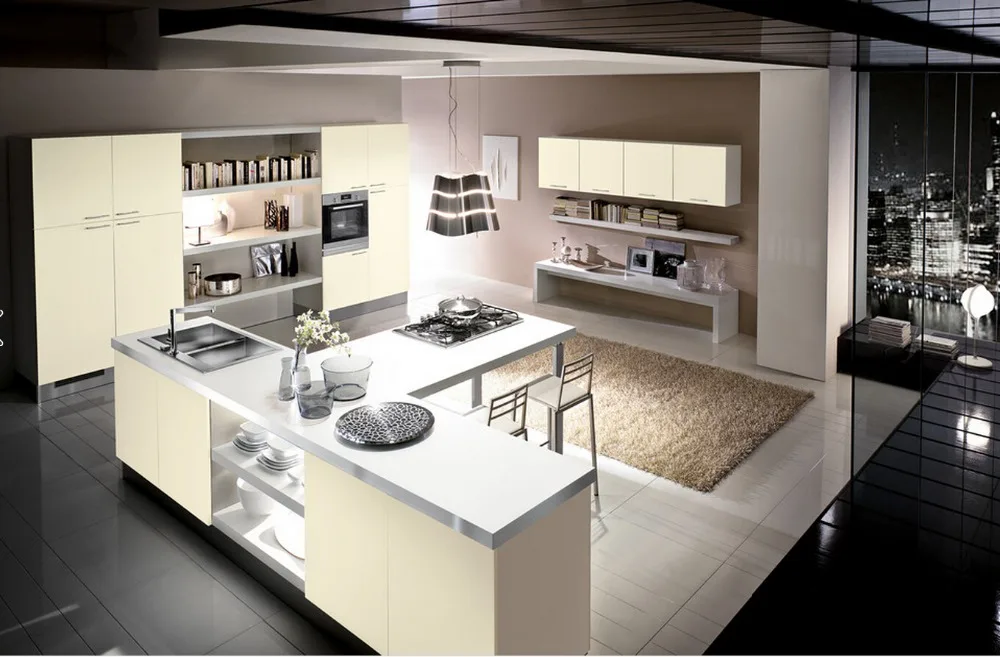 Лидер продаж 2017 кухонные шкафы 2PAC белого цвета Современная Глянцевая Лаковая