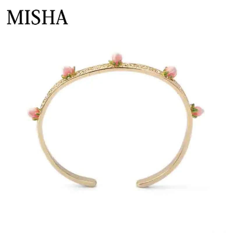 MISHA New Elegant Carving Bracelets Bangles For Women Adjustable Handmade Enamel Glaze Mini Rose Gift Couple Bracelet L753 | Украшения и