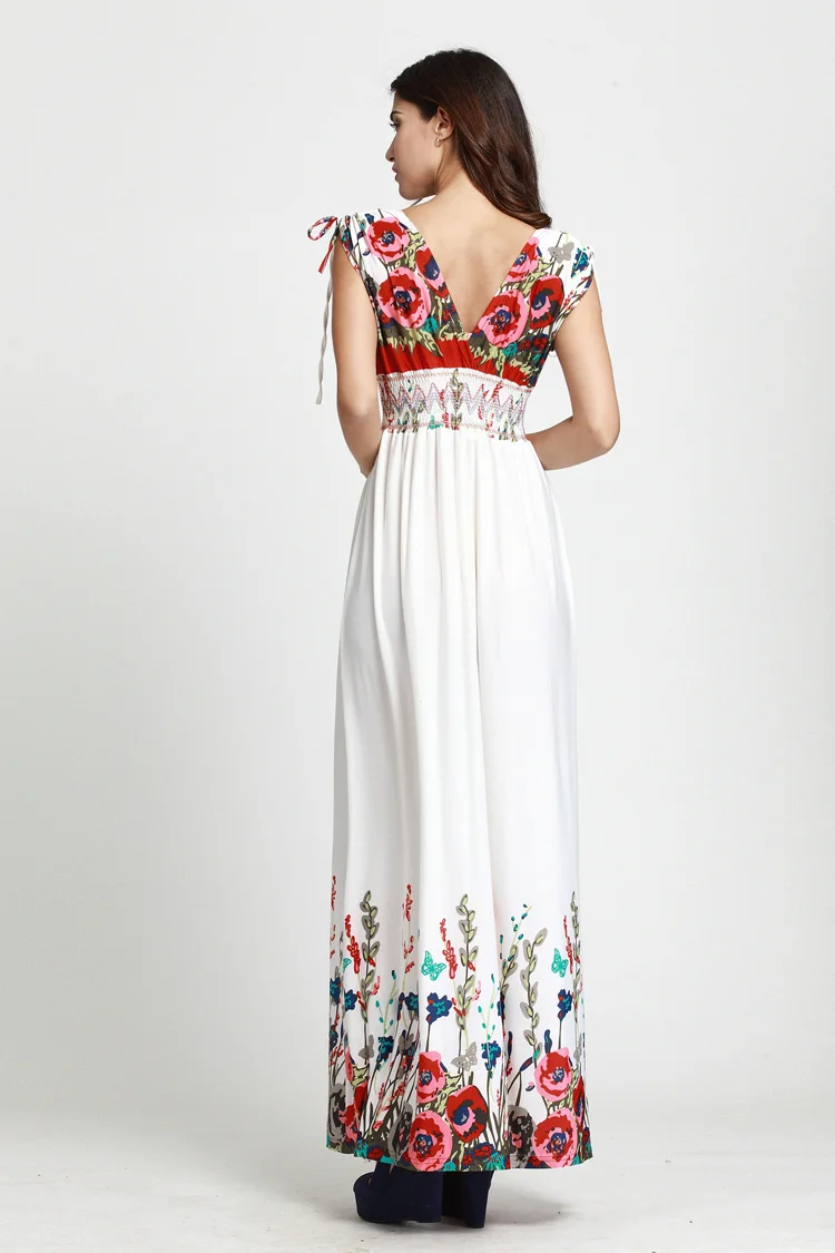 Летние белые Глубокий V BOHO Макси платье 2017 | Женская одежда