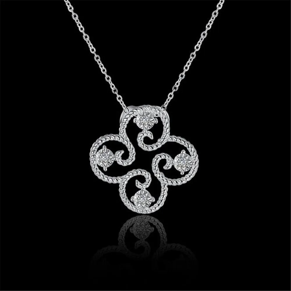 Lucky Flower серебро 925 пробы цветное ожерелье четыре листа клевера Женские Ювелирные