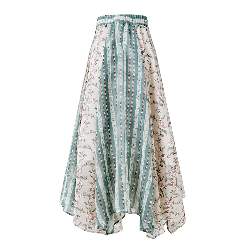 Женская Асимметричная шифоновая юбка ARTKA элегантная с поясом на резинке принтом