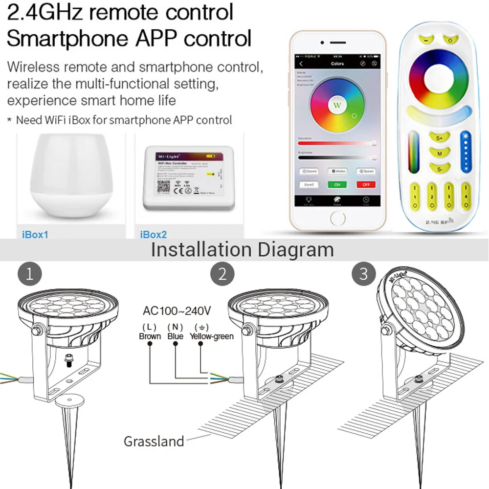mi светильник 15 Вт RGB+ CCT светодиодный садовый светильник наружный Точечный светильник водонепроницаемый умный светильник для газона 220 В может удаляться или управлять мобильным телефоном