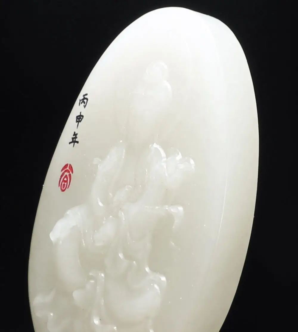 Изысканная старинная Китайская натуральная ручная резьба Гуаньинь натуральный