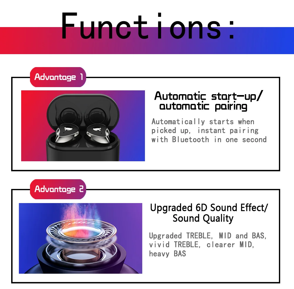 SE-6 TWS Bluetooth 5,0 спортивные водонепроницаемые мини беспроводные наушники HiFi бас гарнитура наушники с зарядным устройством 650 мАч