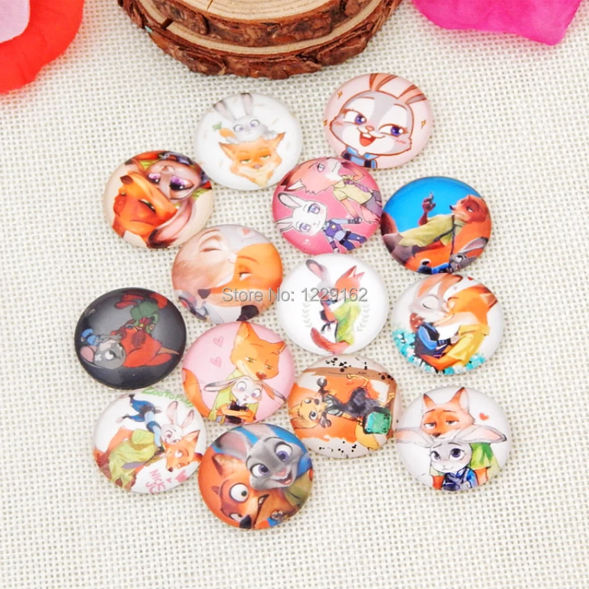 Круглый стеклянный для холодильника с лисой/Кроликом 14 шт./лот магнитный стикер