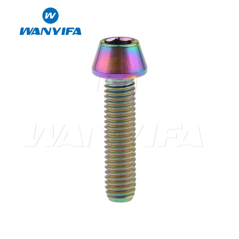 M6x20 Rainbow Wanyifa M6x10 15, 16, 18, 20, 25 30 35, 40 45 50 55 60 65 мм конусная головка Винт С Титановым болтом для Велосипедный дисковый тормоз - Цвет: M6x20 Rainbow