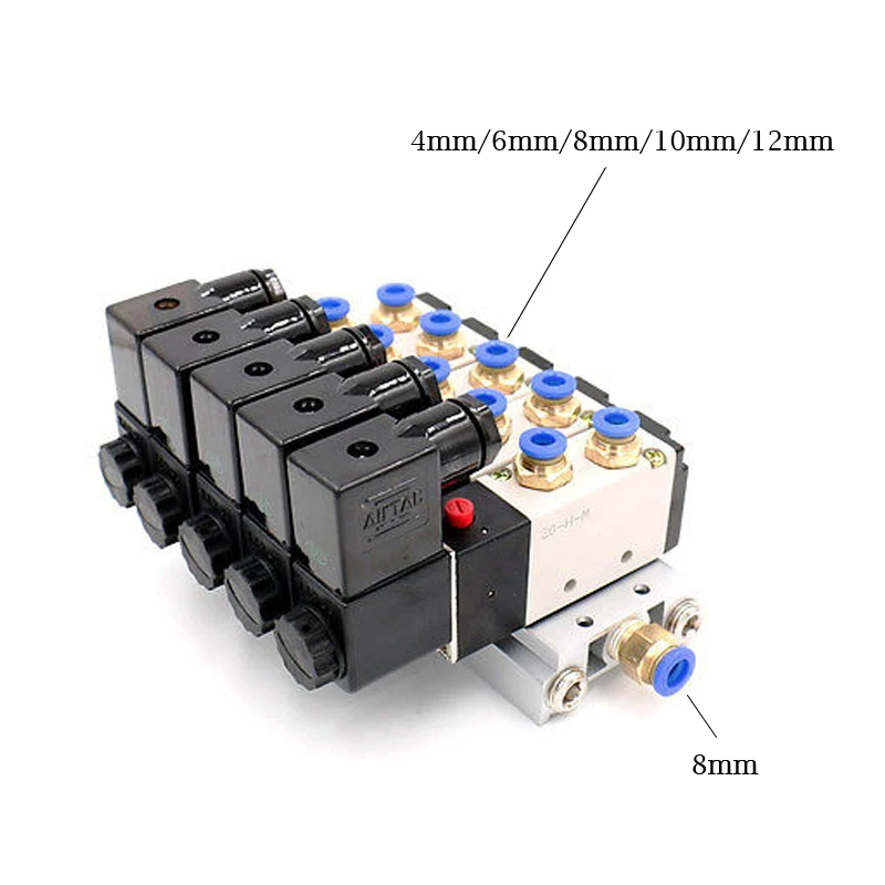 DC 12V 24V 5 пневматический Соленоидный клапан 4V210-08 глушитель 4 мм 6 8 10 12 Быстрый