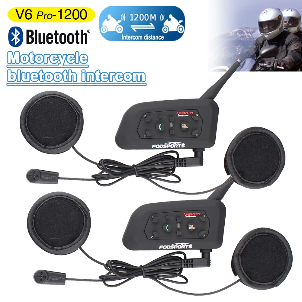 Новые мягкие наушники! 2 шт V6-1200 Pro мотоциклетный шлем bluetooth гарнитура домофон для 6 всадников BT переговорные стерео музыка