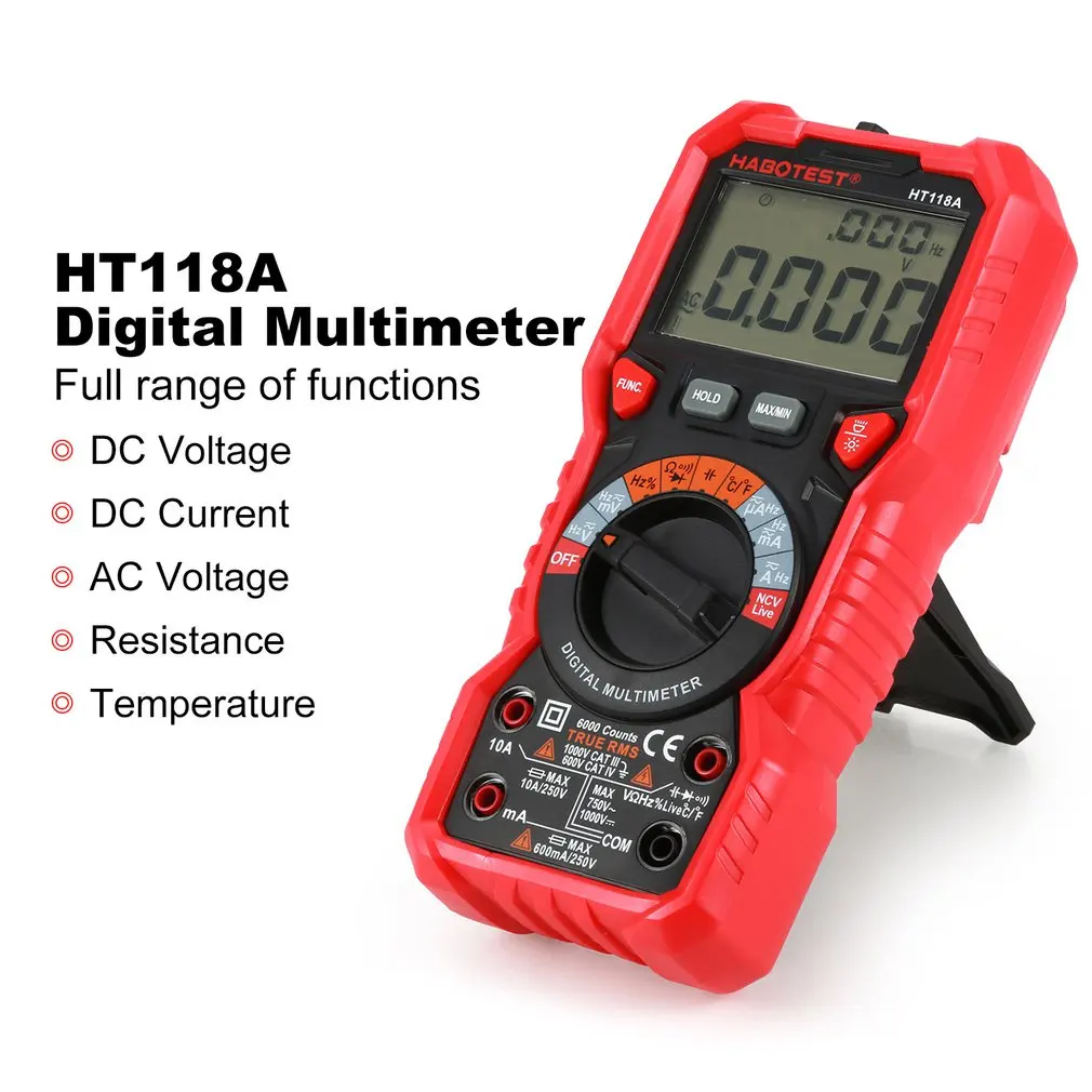 Цифровой мультиметр HT118A HT118C HT118D Подсветка Зуммер AC DC Амперметр Вольтметр Ом измеритель температуры хранение данных батарея тест
