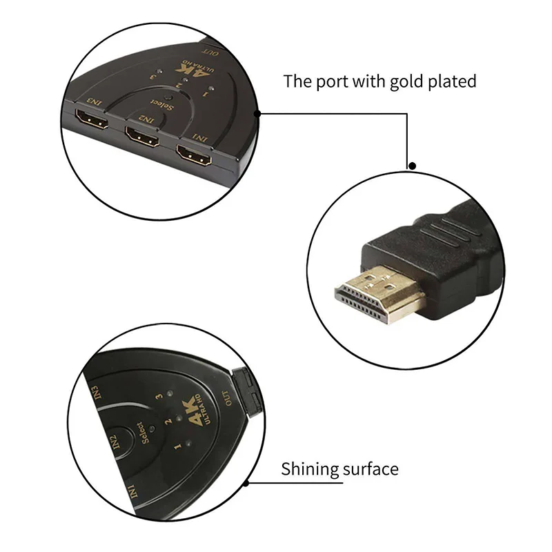 Etmakit 3 порта HDMI переключатель сплиттер кабель 4K * 2K 2160P мульти Коммутатор