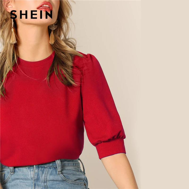 SHEIN Повседневный Топ С Оригинальным Рукавом Стильная Офисная Блузка С Коротким Рукавом
