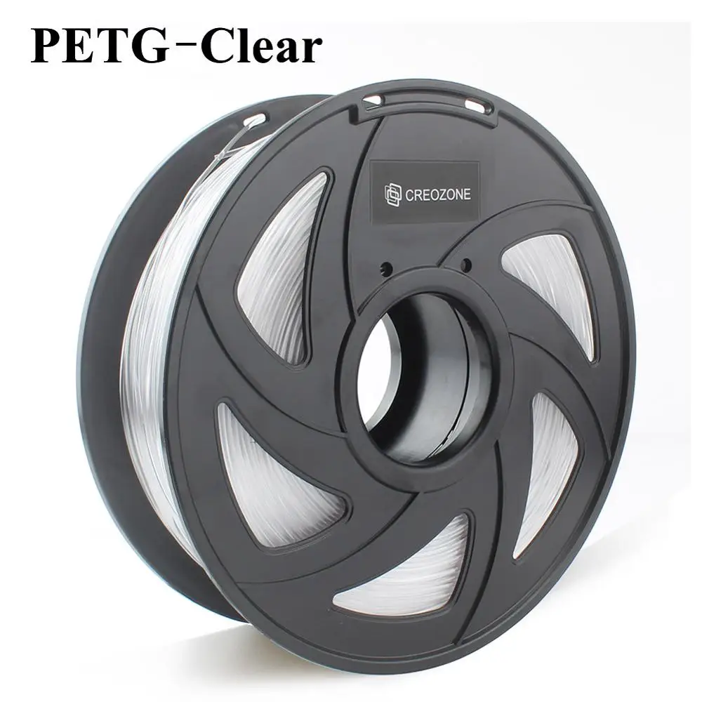 CREOZONE Premium PETG Филамент 1,75 мм 1 кг катушка большая прозрачность и ясность 3d принтер нить питания 7 цветов - Цвет: PETG-Clear