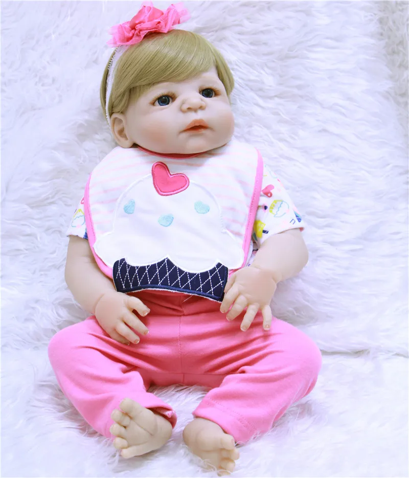 Кукла для девочки 22 дюйма со светлыми волосами силиконовая всего тела | Игрушки и