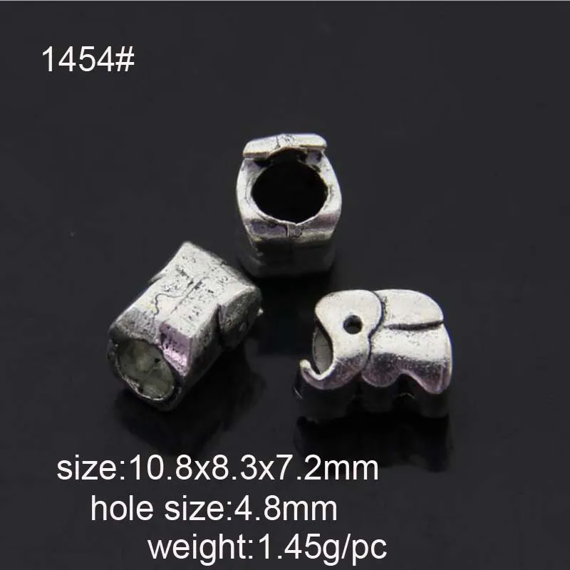 20 шт., античные бусины-слоны из сплава с покрытием Ailver с большим отверстием, европейские ювелирные изделия для браслетов, сделай сам, 10.8x8.3x7.2мм