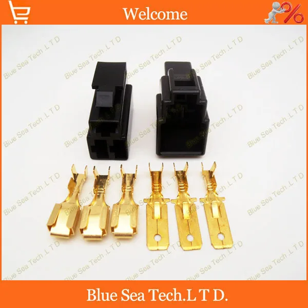 6.3mm 3 Way/pin Electrical Connector Kits Male&Female sets for E-Bike Motorcycle Motorbike car etc.Black color | Обустройство дома