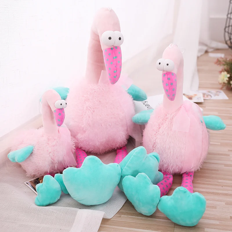 

Cute Pink Flamingo Plush Toy Soft Stuffed Animal Doll Big Eyes Stuffed Birds Kid Playmates Cartoon Plush Toys Girl Birthday Gift