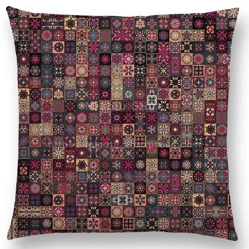Boho красочная абстрактная Этническая Цветочная Подушка Чехол узор мандалы принты Винтаж пэчворк геометрический диван наволочка - Цвет: a012609