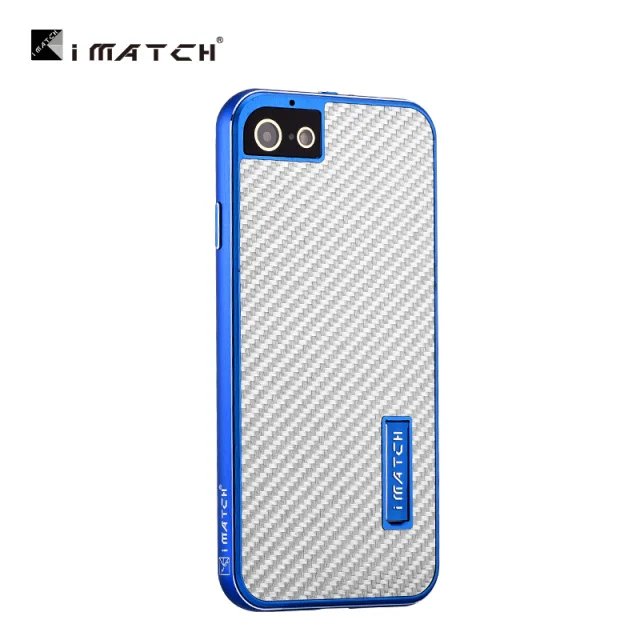 Blue bumper Sliver iMatch Алюминиевый металлический бампер для iPhone 6 6s Plus чехол для iPhone 7 8/7 8 Plus задняя крышка Роскошный чехол для сотового телефона - Цвет: Blue bumper Sliver