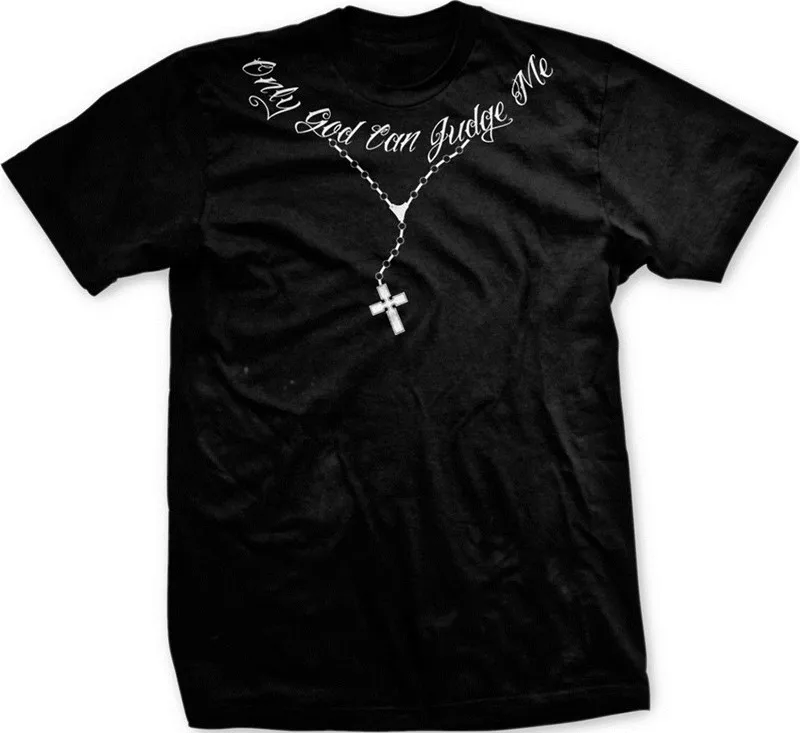 Мужская футболка в стиле хип хоп Only God Can judicate Me Christian Cross Rosary Tattoo Script крутые