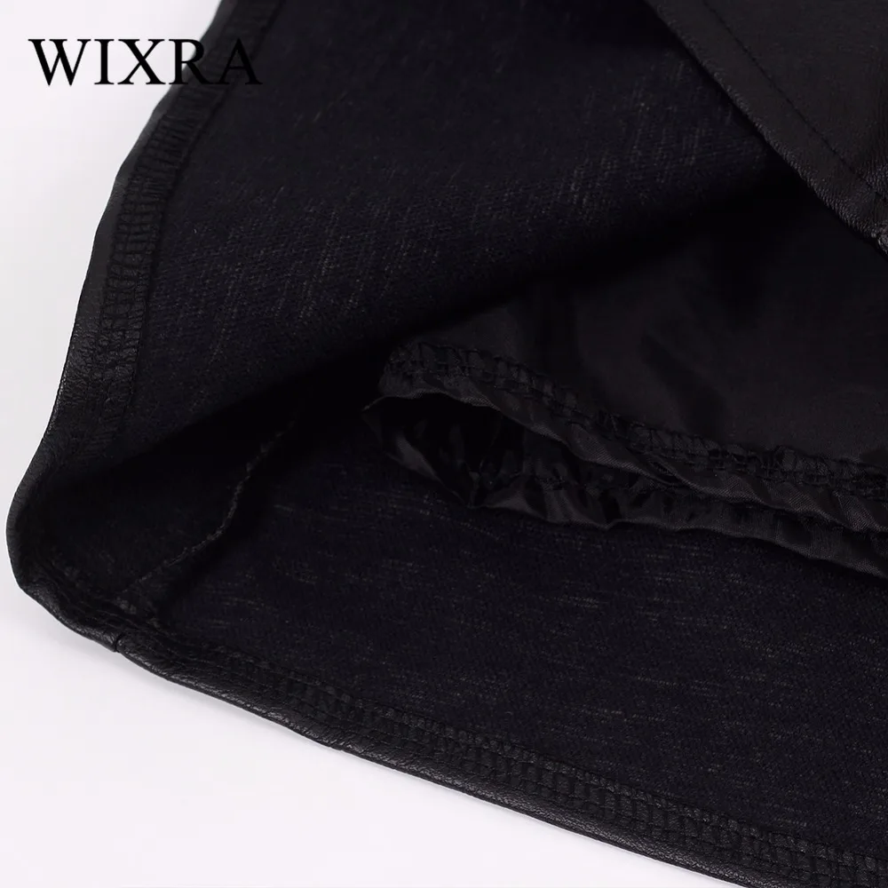 Женская мини-юбка Wixra базовая Весенняя из искусственной кожи на кнопках с