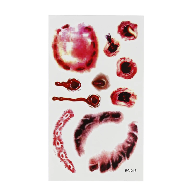 Хэллоуин Реалистичная кровь прошитая травма Татуировка шрамы наклейки