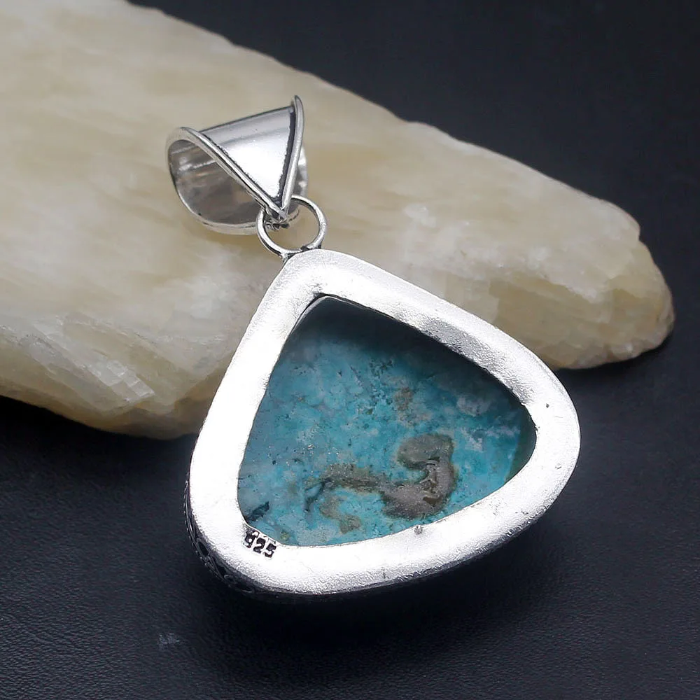 Красивый натуральный зеленый дендритный опал из стерлингового серебра 925 пробы