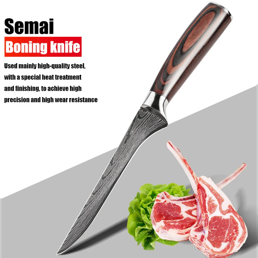 Semai 7 дюймов Кухня Ножи высокое качество Нержавеющая сталь нож топорик 7cr17Mov Сталь