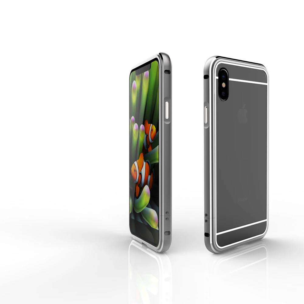 Серый Для iphone x Case Алюминий рамка из металлического сплава тонкий компьютер жесткий чехол для iphone x задняя крышка для iphone x Бампер протектор - Цвет: Серый