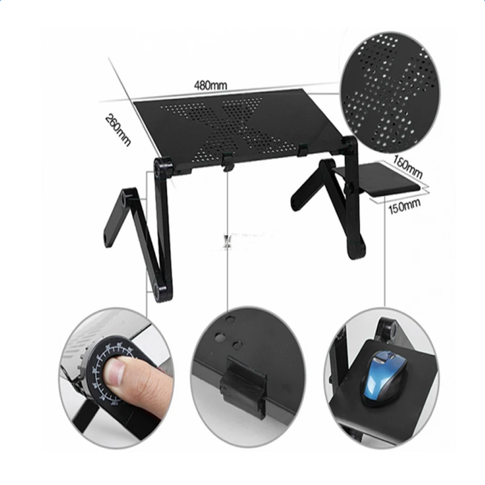 

48*26cm Assembled Folding Table Computer Desk Portable foldable adjustable folding table 1pc