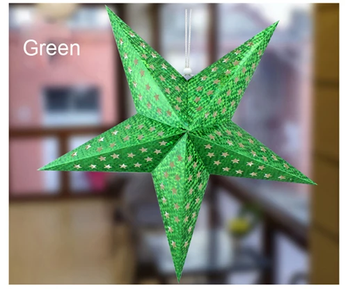 green 20 шт./партия принадлежности для Хэллоуина рождественские украшения полые пятиконечные звезды абажур бумага для дома кулон орнамент - Цвет: green