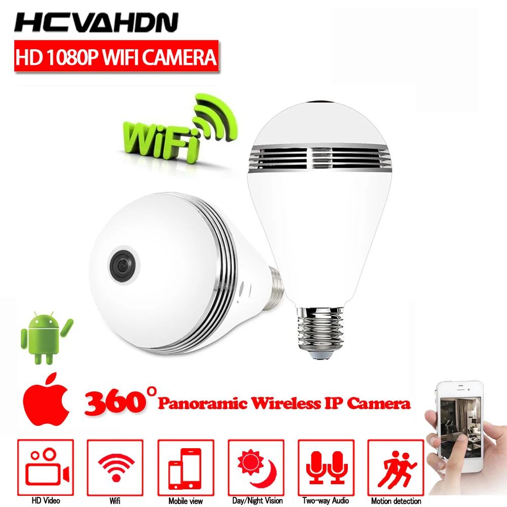 Беспроводная IP камера видеонаблюдения HCVAHDN 1080P Wi Fi рыбий глаз|Камеры