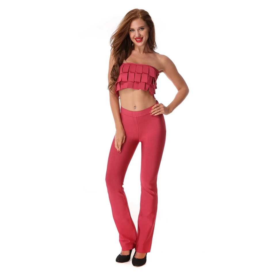 Новинка 2019 модный бандажный Женский комплект из двух предметов вечерние