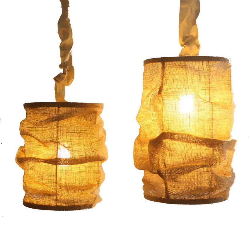 売却 ハンドメイドコットンリネンランタンペンダントライト生地レストランのリビングルームは、研究国ホテル照明器具