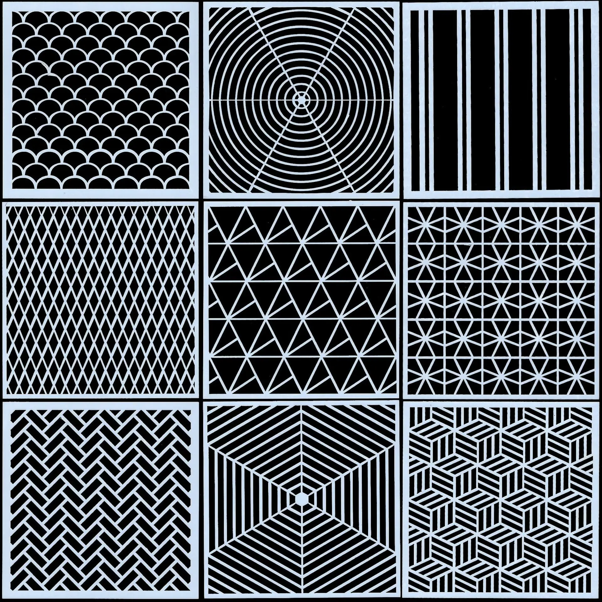 9 шт./лот 5 дюймов простая Геометрическая Текстура DIY ремесло наслоение трафареты