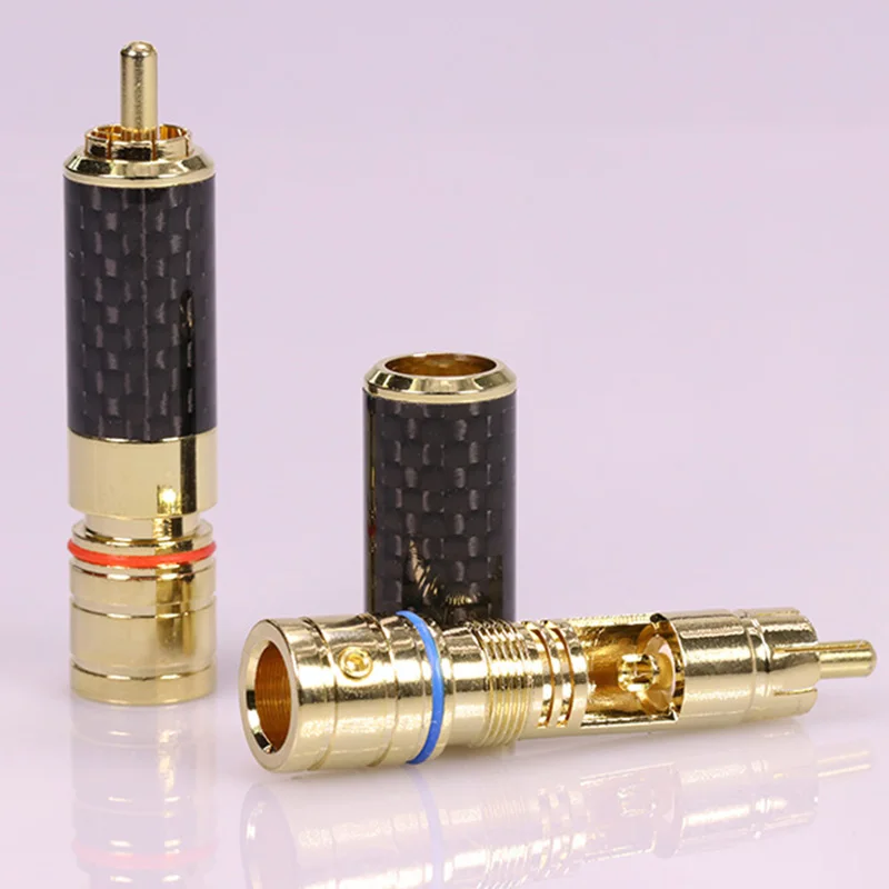2Pcs/1pair High Quality Gold Plating RCA Jack Connector Male Plug Support Max 8mm Cable | Обустройство дома