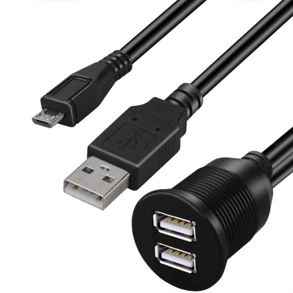 3 фута Micro USB 2,0& USB 2,0 мужского и женского пола AUX автомобильное крепление для скрытого кабель Водонепроницаемый шнур для автомобилей Грузовик Лодка мотоциклетная приборная панель