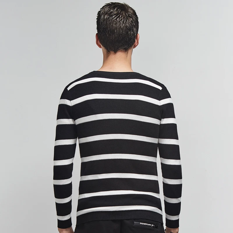 TANGNEST Men Striped Vintage Sweaters Slim Fit 2018 Warm Fashion Round Collar Male Leisure Asian Size Pullover MZM501 | Мужская одежда