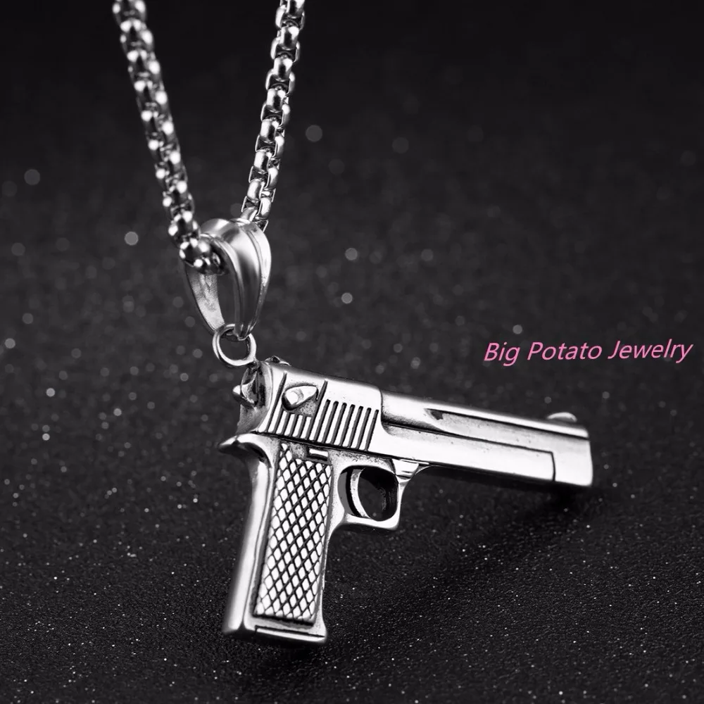 Мужские спортивные кулоны с пистолетом Desert Eagle в стиле панк золотого серебряного