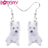 bonsny acrylic west highland white terrier earrings dangle drop fashion pet jewelry for women girls teens lovers accessories