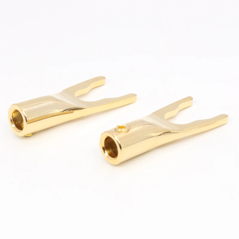 8pcs SY1531 audionote 24k Gold Plated Red Pure Copper Y spade plug for speaker cable connector | Электроника
