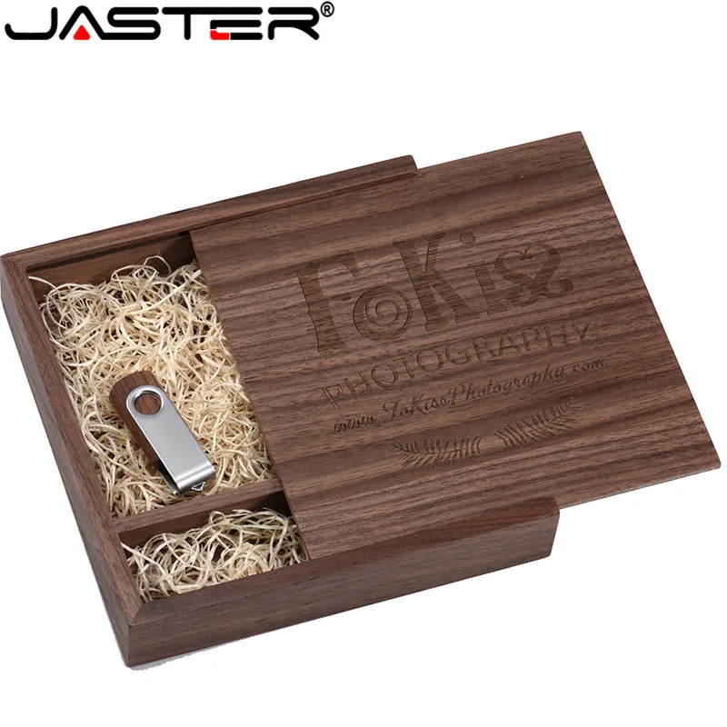 JASTER 1 шт. бесплатный логотип орех фото уникальный Альбом деревянные usb+ коробка Memory stick Pendrive 8 Гб фотография, свадебная студия 170*170*35 мм