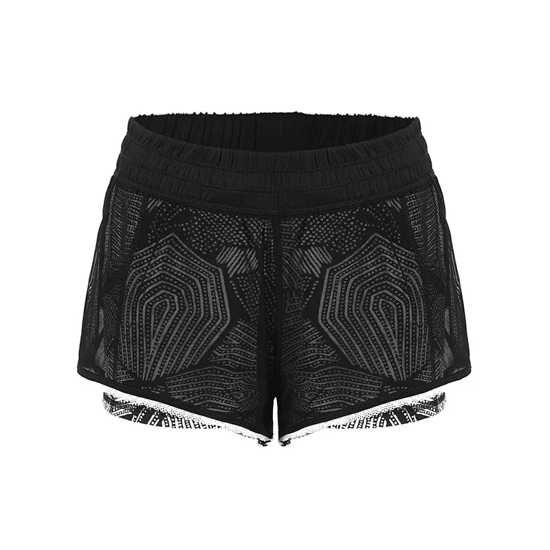 Summer new mesh geometry print sports shorts running fitness with liner anti-light yoga | Спорт и развлечения