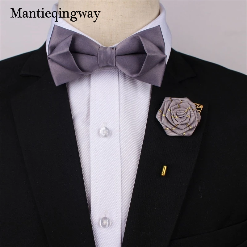 Mantieqingway официальная Мужская брошь Бант Набор для мужских костюмов сплошной цвет