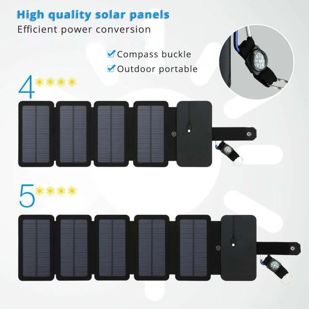 Высококачественные складные панели солнечных батарей Sunpower 5 в 10 Вт Портативная