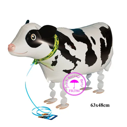 cow Собака корова свинья лягушка утка кошка воздушные шарики в форме шагающего животного День Рождения украшения поставки в виде животных-героев мультфильмов домашних животных шагающего шары - Цвет: cow