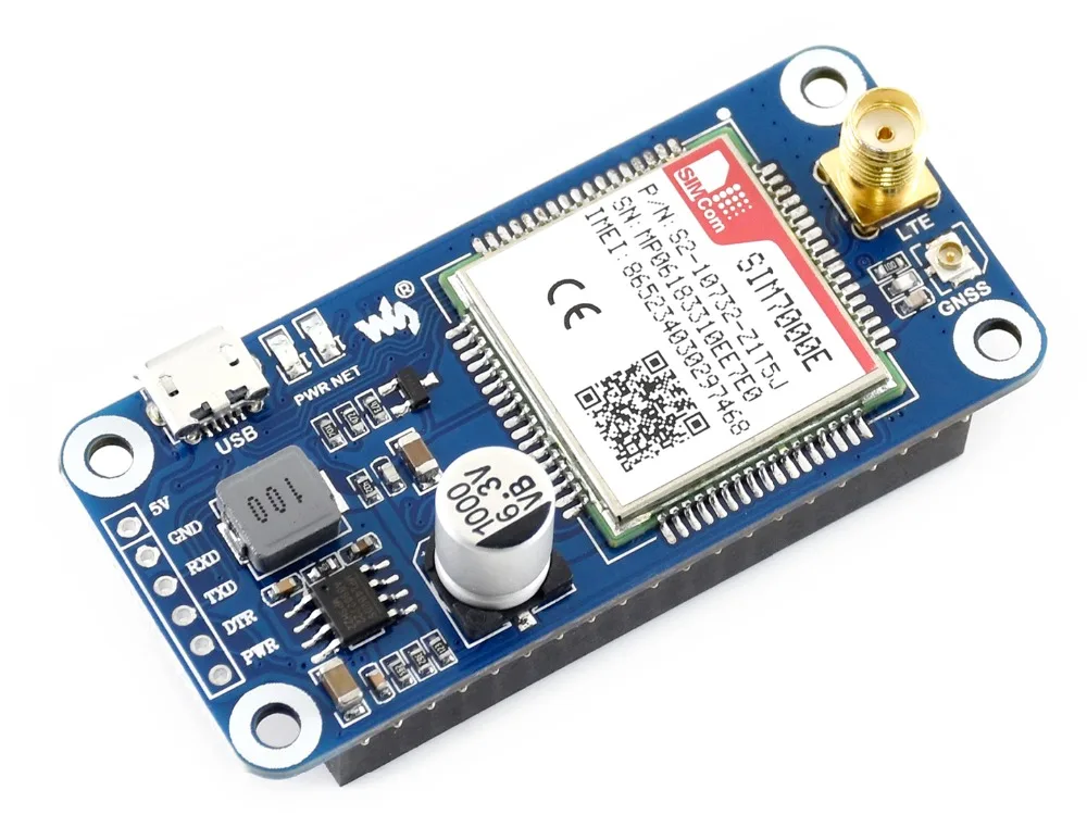 NB IoT/eMTC/EDGE/GPRS/GNSS HAT для Raspberry Pi на основе SIM7000E|Демонстрационные стенды| |